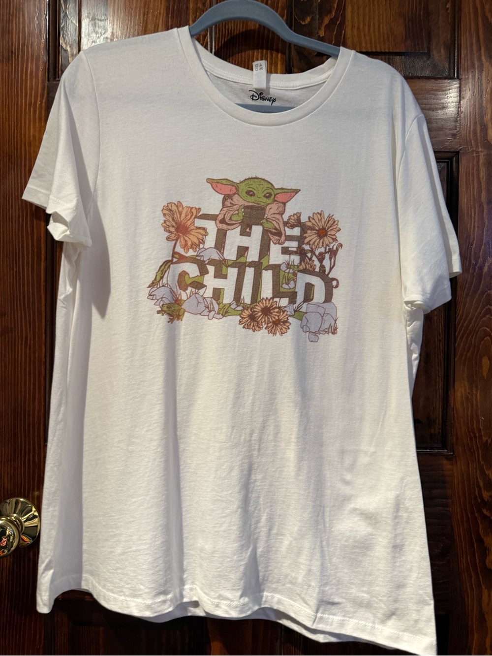 Disney White Tee with The Child (Grogu) Floral Graphic
